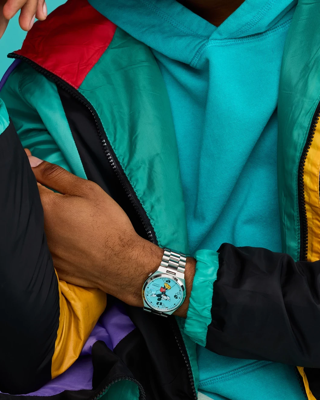 TSUYOSA Mickey Mouse Blue Dial Stainless Steel Bracelet NJ0156-50L